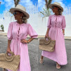 Γυναικείο μακρύ φόρεμα K6304 ροζ