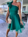 Γυναικείο φόρεμα με τούλι και κορδέλα A1136 πράσινο