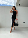 Γυναικείο φόρεμα με σκίσιμο ET4590 μαύρο
