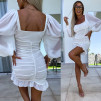 Γυναικείο φόρεμα με φουσκωτά μανίκια K5851 άσπρο