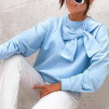 Γυναικεία μπλούζα με φιόγκο K9666 γαλάζια