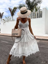 Γυναικείο δαντελένιο φόρεμα E6412 άσπρο
