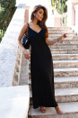Γυναικείο σατέν φόρεμα L8864 μαύρο