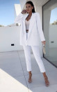 Γυναικείο σετ σακάκι και παντελόνι A1584 άσπρο