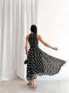 Γυναικείο μακρύ φόρεμα σολέι με ζώνη LT9553 μαύρο