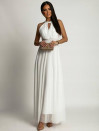 Γυναικείο μακρύ φόρεμα με τούλι 241209 άσπρο