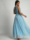 Γυναικείο μακρύ φόρεμα με τούλι 241209 γαλάζιο