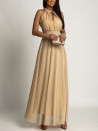 Γυναικείο μακρύ φόρεμα με τούλι 241209 μπεζ
