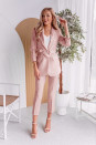 Γυναικείο σετ σακάκι με ζώνη και παντελόνι K8738 ροζ
