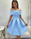 Γυναικείο φόρεμα με φιόγκο L8870 γαλάζιο