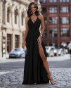 Γυναικείο μακρύ φόρεμα με σκίσιμο K8668 μαύρο
