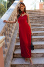 Γυναικείο σατέν φόρεμα L8864 κόκκινο