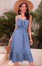 Γυναικείο μεσάτο φόρεμα K10520 μπλε του τζιν