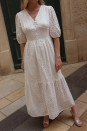 Γυναικείο δαντελένιο φόρεμα K6397 άσπρο
