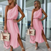Γυναικείο φόρεμα με έναν ώμο A1880 ροζ