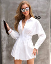 Γυναικείο φόρεμα -πουκάμισο PB4148 άσπρο