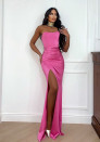 Γυναικείο σατέν φόρεμα 5923 ροζ