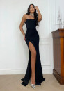 Γυναικείο σατέν φόρεμα 5923 μαύρο
