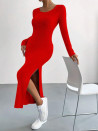 Гυναικείο casual φόρεμα με σκίσιμο AR3062 κόκκινο
