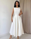 Γυναικείο μίντι φόρεμα με ζώνη 8860 άσπρο