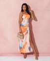 Γυναικείο φόρεμα σε ιριδίζοντα χρώματα L9008 πορτοκαλί