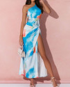 Γυναικείο φόρεμα σε ιριδίζοντα χρώματα L9008 μπλε