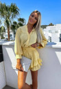 Γυναικείο σετ φούστα-σορτς και πουκάμισο L8671 κίτρινο