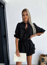 Γυναικείο σετ φούστα-σορτς και πουκάμισο L8671 μαύρο