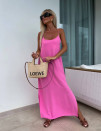 Γυναικείο χαλαρό μακρύ φόρεμα A1889 ροζ