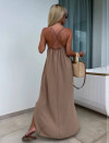 Γυναικείο χαλαρό μακρύ φόρεμα A1889 καπουτσίνο