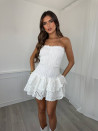Γυναικείο στράπλες φόρεμα VTR1303 άσπρο