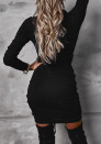 Γυναικείο κοντό φόρεμα με σούρες J72003 μαύρο