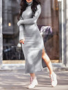 Γυναικείο μακρύ φόρεμα με ζιβάγκο J97010 γκρι
