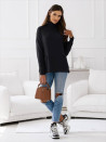 Γυναικείο πουλόβερ με ζιβάγκο  και τσέπες 98019 μαύρο