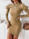 Γυναικείο κοντό φόρεμα  ριμπ AR1164 μπεζ