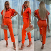 Γυναικεία ολόσωμη φόρμα με ζώνη E1660 πορτοκαλί