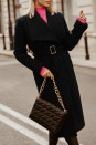 Γυναικείο παλτό με ζώνη K6998 μαύρο