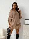 Γυναικείο ριχτό πουλόβερ K00960 καμηλό