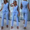 Γυναικείο σετ γιλέκο και παντελόνι A1648 γαλάζιο