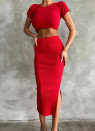 Γυναικείο σετ μπλούζα και φούστα 9701101 κόκκινο