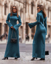 Γυναικείο μακρύ φόρεμα με ζιβάγκο K6000 μπλε πετρόλ