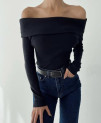 Γυναικεία στράπλες μακρυμάνικη  μπλούζα EM1651 μαύρο