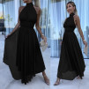 Γυναικείο μακρύ φόρεμα με τούλι H4443 μαύρο