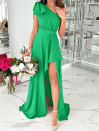 Γυναικείο μακρύ ασύμμετρο φόρεμα A0954 πράσινο
