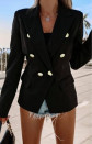 Γυναικείο κομψό σακάκι με φόδρα 3909 μαύρο