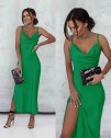 Γυναικείο σατεν φόρεμα 6407 πράσινο