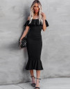 Γυναικείο φόρεμα με μάκρος κάτω απο το γόνατο 1373 μαύρο