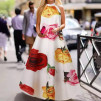Γυναικείο maxi φόρεμα με λουλούδια 21470 άσπρο