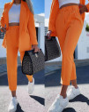 Γυναικείο σετ σακάκι-παντελόνι 6421 πορτοκαλί