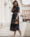 Γυναικείο φόρεμα με μοτίβα 1666 μαύρο